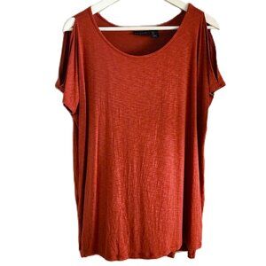 Tahari rusty orange cold-shoulder t-shirt